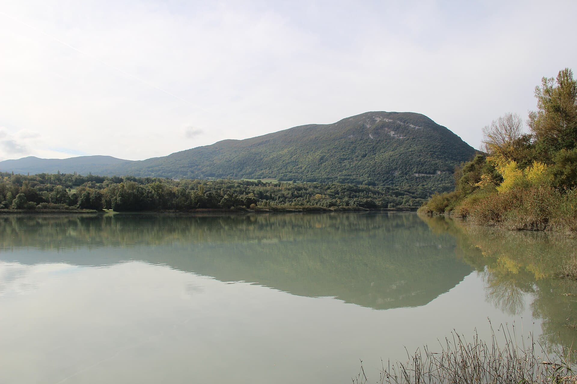 Le Vuache mirrored in the Rhône - panoramio