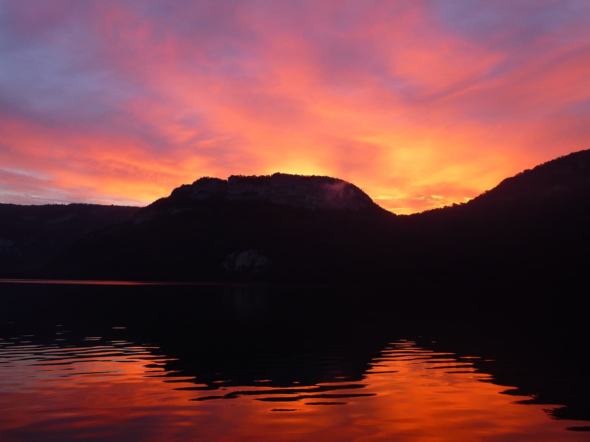 Coucher soleil lac Chancia