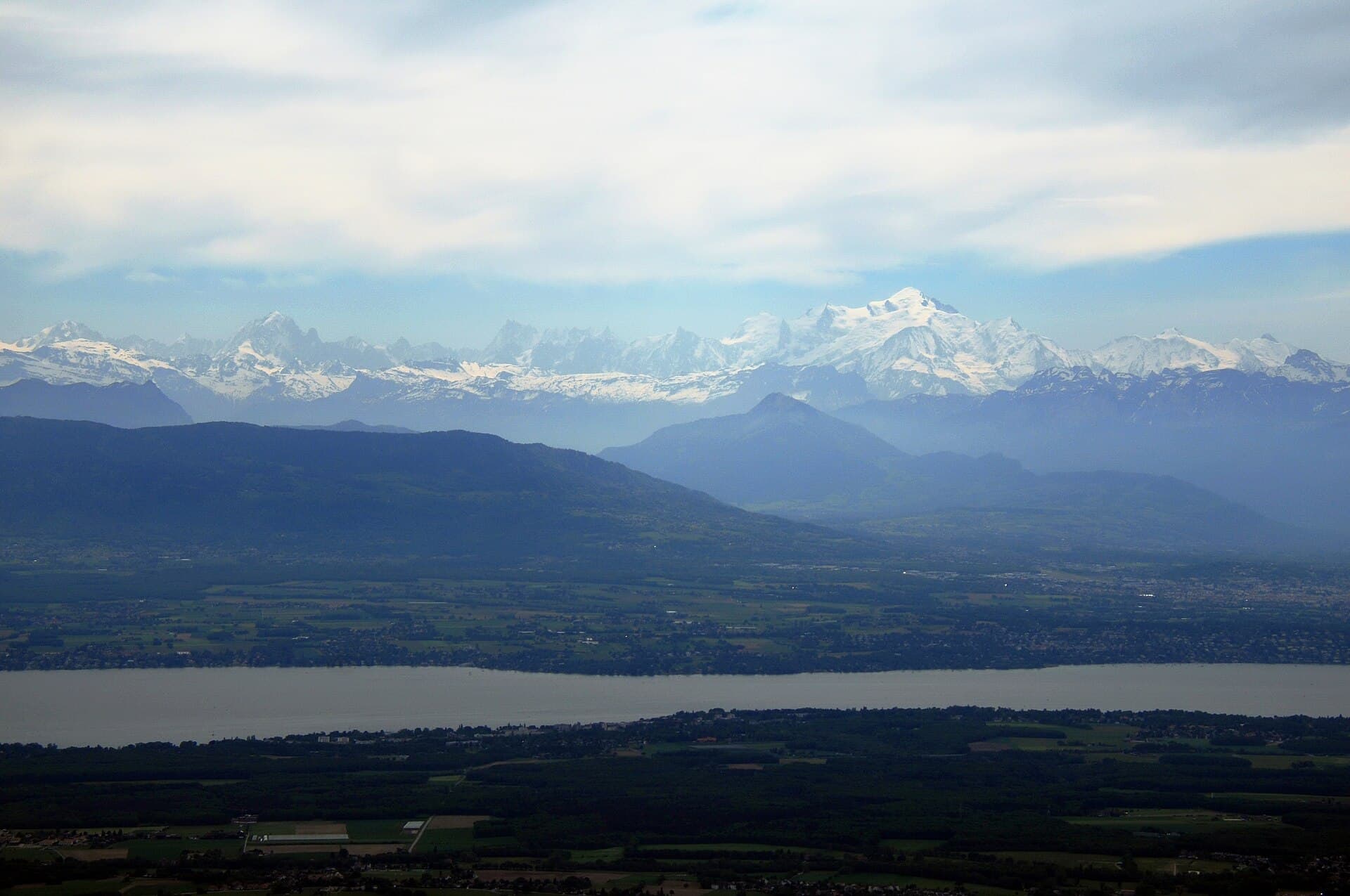 Panoramic view to the French and Swiss Alps at Mont Ront Jura at 14 May 2015 - panoramio