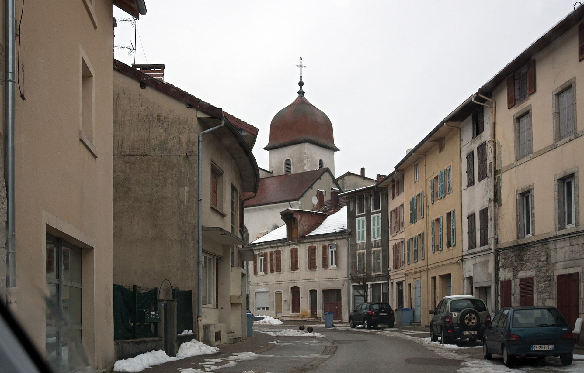 2023.02-522-013atp1 street,church(Église Saint Nicolas) Rue Pasteur,Moirans-en-Montagne(Jura Dpt),FR wed01feb2023-0935h